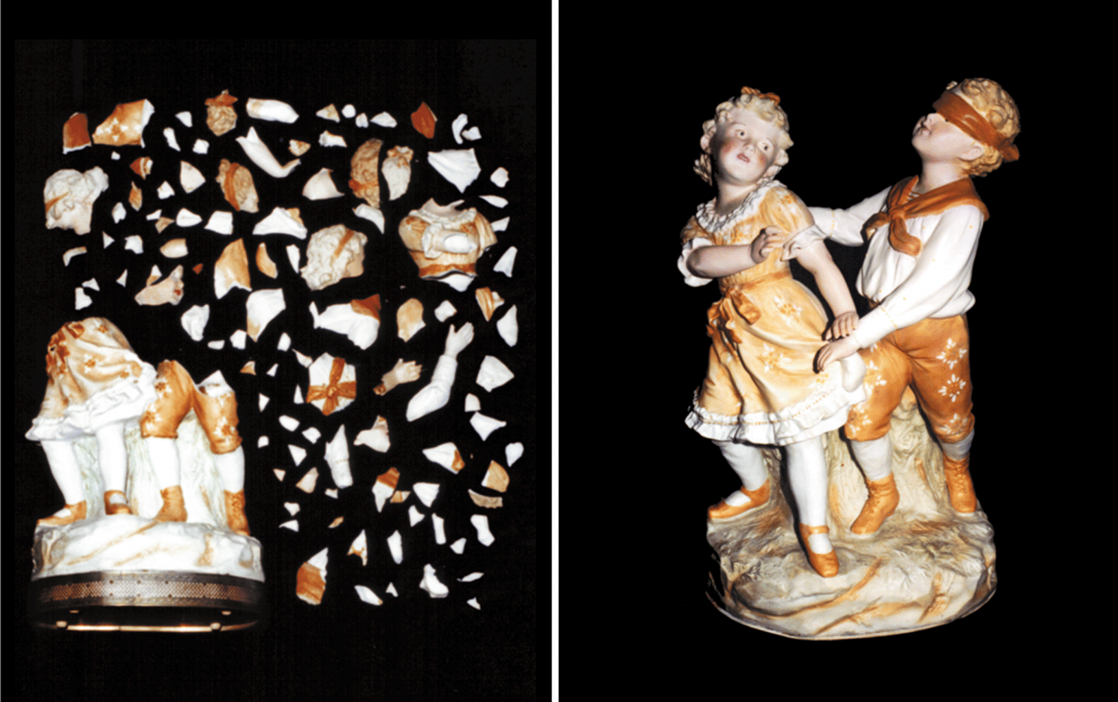 Bisque Pocelain Figurine before and after