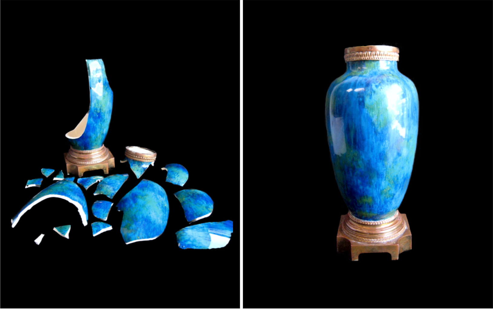 Blue Porcelain Vase before and after