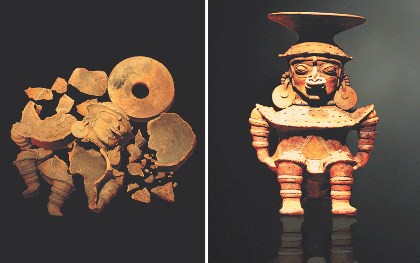 Pre columbian terra cotta before and after
